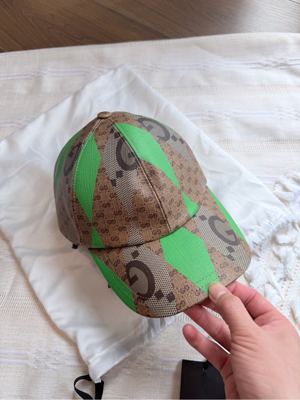 Unisex Gucci GG Supreme Rhombus Patchwork Baseball Hat Cap New Size M 58cm